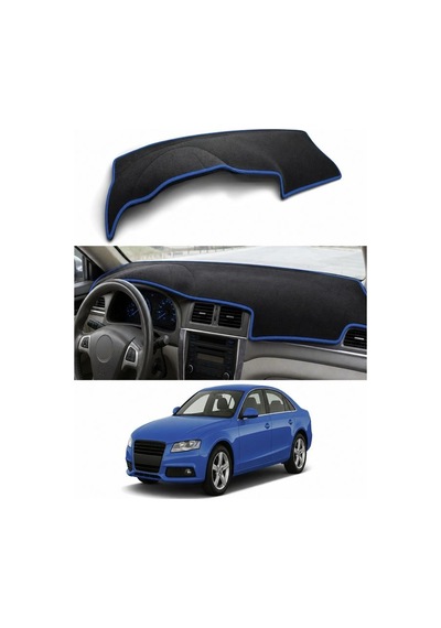 Audi A6 2005-2011 Uyumlu Torpido Koruma Kılıfı - Mavi Şeritli