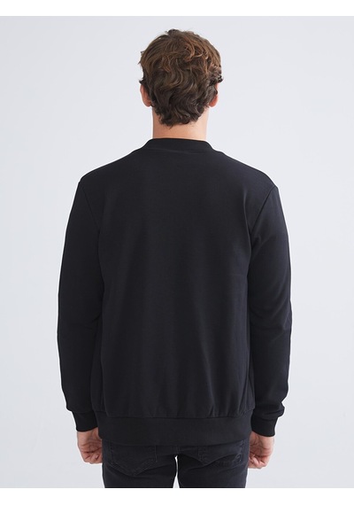 LC Waikiki Lc Waıkıkı Siyah Kolej Yaka Erkek Kalın Fermuarlı Sweatshirt