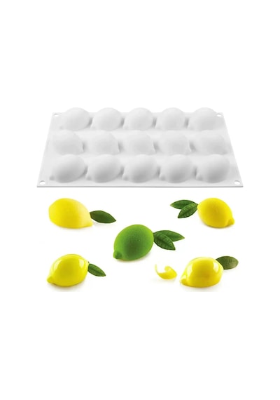 Tahtakale Toptancı 3d Meyve Limon Şekilli Silikon Kalıp Pasta Kek Ve Çikolata Kalıbı 15 Li Çok Renkli