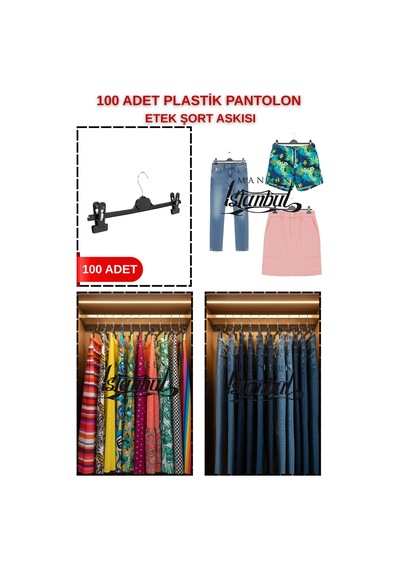 Pantolon Askısı Ekonomik Model Şort Etek Elbise Askılığı Gardırop Mağaza İçin 100 Adet Diğer