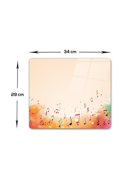 Cam Kesme Tahtası - Cam Kesme Tablası Renkli Notalar 29cm X 3