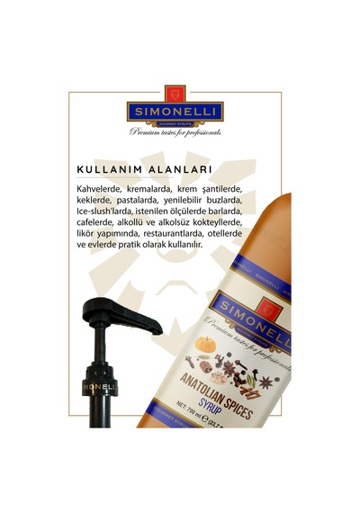 Simonelli Kahve Şurubu | Anadolu Baharatları | 70 CL | + Pompa
