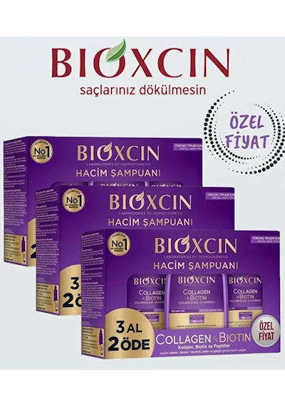 Bioxcin Collagen & Biotin Ekstra Hacim Şampuanı 3 X 300 Ml 3 Adet