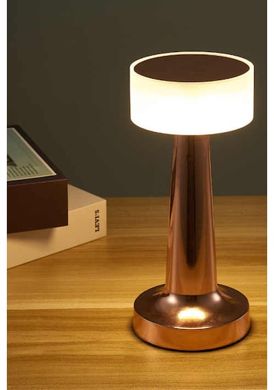 Rosegold Dekoratif Şarjlı Dokunmatik Led Masa Lambası Dimli 56r