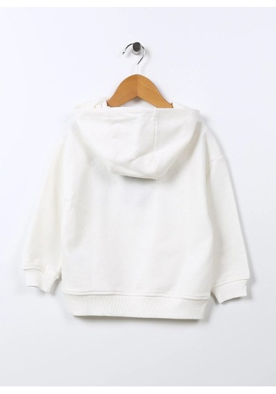 Kız Çocuk Önü Baskılı Kapüşonlu/kapşonlu Kışlık Sweatshirt/hoodie/üst Giyim Beyaz