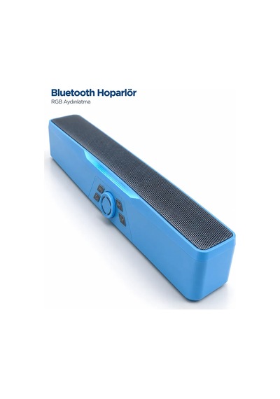 Monitör Altı Kullanıma Uygun Rgb Işıklı Bluetooth Soundbar Hoparlör 1500 Mah Mavi