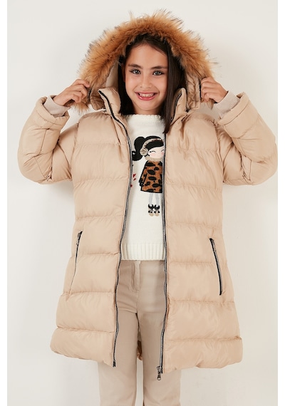 Lela Içi Peluş Astarlı Çıkarılabilir Kapüşonlu Suya Dayanıklı Kız Çocuk Mont 5761910 Bej