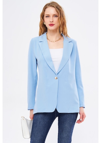 Armonika Kadın Bebe Mavi Tek Düğmeli Blazer Ceket Arm-20k001020