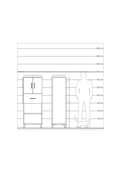 Hyperion Dolap 3 Raflı Tek Çekmeceli 2 Kapaklı 60x44x163 Çam-antrasit Atlas Çam