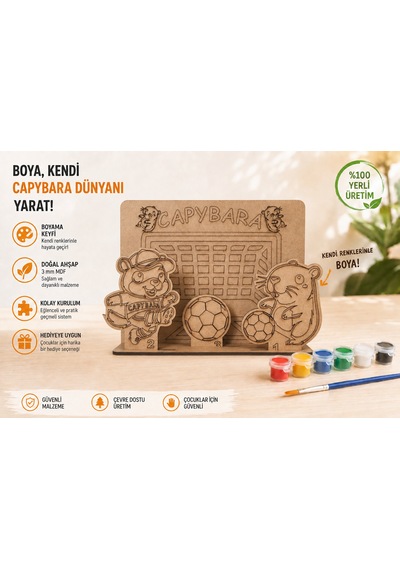 L Temalı Ahşap Boyama Seti 3d Geçmeli Mdf Dekor, 6 Renk Boya Ve Fırça Dahil