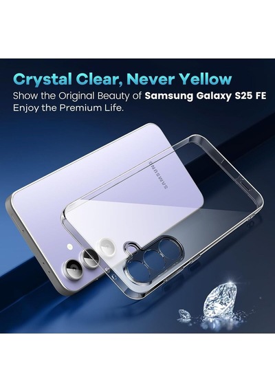 Tr Samsung İle Uyumlu Galaxy S25 Fe Kılıf Kamera Çıkıntılı Korumalı Yumuşak Şeffaf Silikon + 9h Ekran Koruyucu