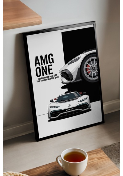 Mercedes Amg One Siyah Ahşap Çerçeveli Poster, Dekoratif Araba Duvar Tablosu