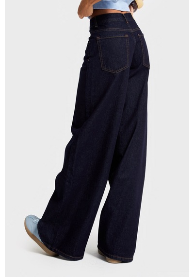Itsbasic Kadın İndigo Renk 7w5-50 Palazzo Fit %100 Koton İç Boy 80cm Denim Jean