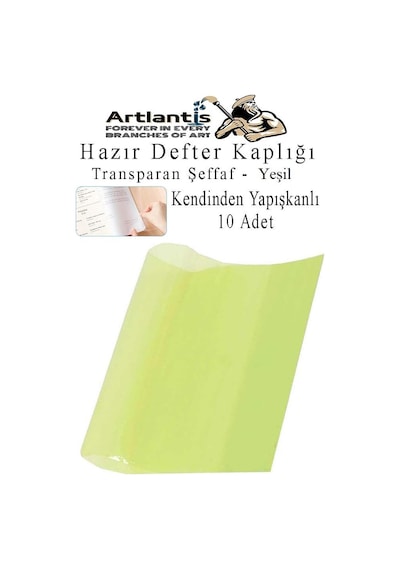 Hazır Kitap Kaplığı Şeffaf Buzlu Yeşil 10 Adet 1 Paket Cırtlı Ayarlanabilir Kendinde Yapışkanlı Kaplık Okul Sınıf Yeşil
