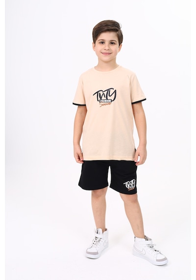 Toontoy Kids Toontoy Erkek Çocuk Baskılı Şortlu Takım Bej