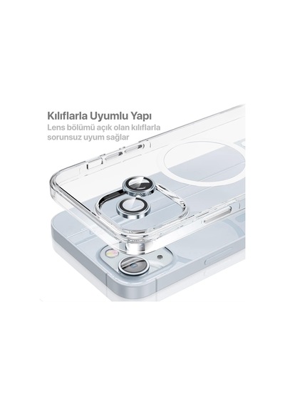İphone 15-15 Plus İle Uyumlu Safir Kamera Lens Koruyucu Kolay Kurulum Kitli Çizilmez Safir Cam Ve Titanyum Alaşım Çerçeve Mavi, Safir Cam