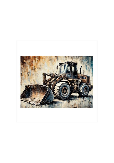 İnşaat Ve Dozer Art Mdf Poster
