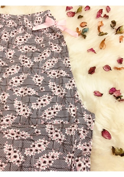 Cepsiz Viskon Yazlık Kadın Pijama Altı Gri