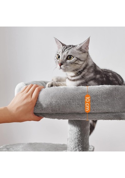 Ayrex Küçük Kedi Ağacı Tırmalama Direği Çok Katlı 68 Cm, Açık Gri