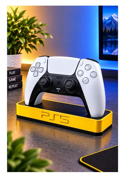 Veriqo 3d Ps5 Dualsense Uyumlu Oyun Kolu Standı Gamepad Tutucu Masaüstü Controller Standı Sarı
