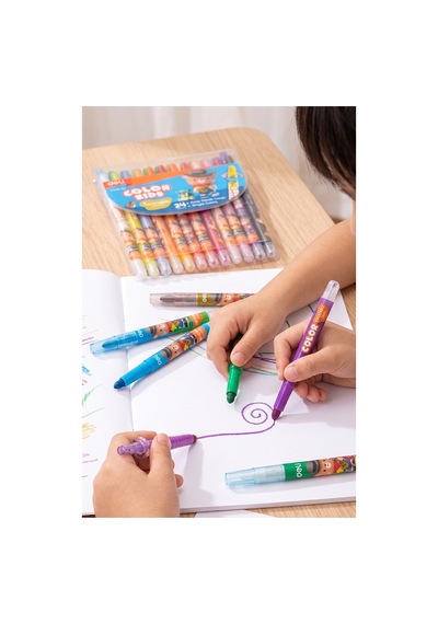 Çevirmeli 24 Lü Mum Boya Uzun 1 Paket Twistable 24 Renk Çevirmeli Mum Boya Pastel Silinebilir Mum Boya Tam Boy Çok Renkli
