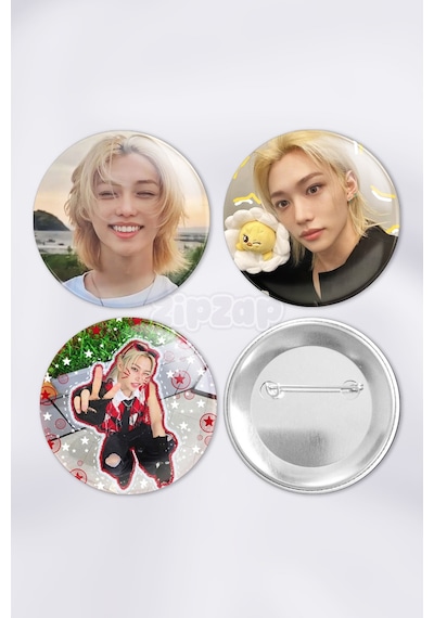 Felix Stray Kids Kpop Çanta Süsü Rozet İğneli Buton Rozet Seti 3 Adet Üçlü