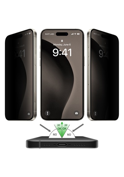 Buff Apple Uyumlu   iPhone 16 Pro Max 5d Privacy Easyfit 2 Adet Ekran Koruyucu
