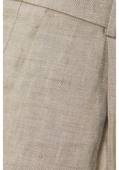 12storeez Keten Rahat Kesim Pantolon, Modern Klasik Tapered Tasarım Açık Kahverengi
