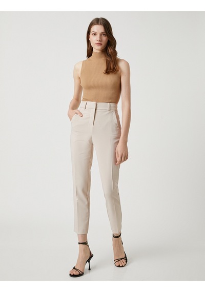 Koton Crop Cigarette Pantolon Düz Paça Taş 3sak40147uw 3SAK40147UW080 Taş