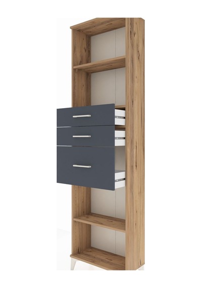 Arges Dolap 3 Raflı 3 Çekmeceli 60x30x221 Çam-antrasit Çam Arges Dolap 3 Raflı 3 Çekmeceli 60x30x221 Çam-antrasit Çam