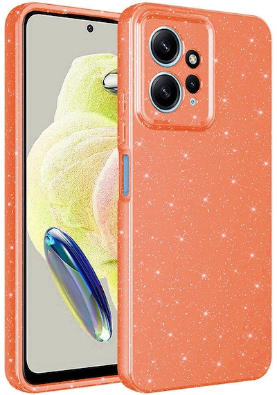 Nourthkiingdom Redmi Note 12 4g Kılıf Kamera Korumalı Simli Lüks Nrtk Koton Kapak - Turuncu Turuncu