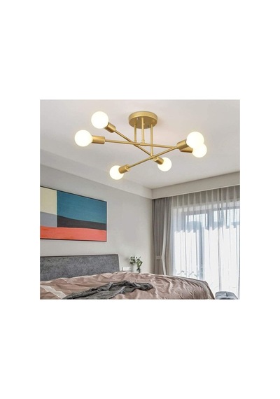 Örümcek 6 Lı Çapraz Salon - Mutfak - Yatak Odası Tavan Plofonyer Gold Eskitme Avize Ampulsüz Eskitme Eskitme