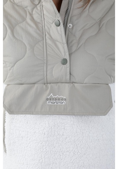 Maraton Sportswear Comfort Kadın Kapşonlu Uzun Kol Outdoor Ekru Sweatshirt 21441-ekru