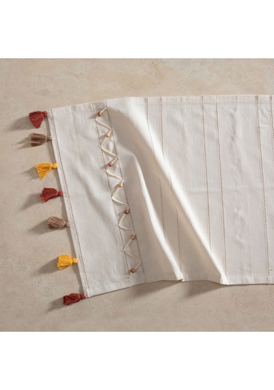 Mudo Home Boncuk Ponponlu Runner 50x130 Ekru