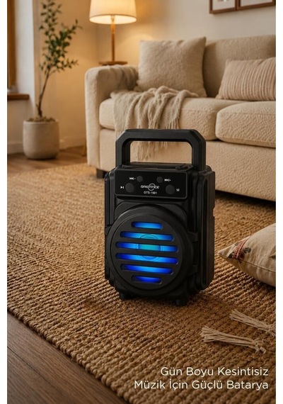 Bluetooth Hoparlör Rgb Işıklı Kablosuz Speaker Gts-1961 Siyah Müzik Frekans Cihazı