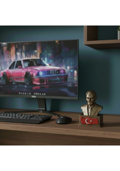 Atatürk Masaüstü Biblo Figür - Türkiye Haritası Kabartmalı Kaideli - Hediyelik Dekoratif Büst 10 X 6,2 Cm