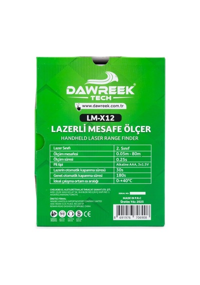 Dawreek Mesafe Ölçer E40 Green 80 Metre Dijital El Tipi Mesafe Ölçüm Cihazı