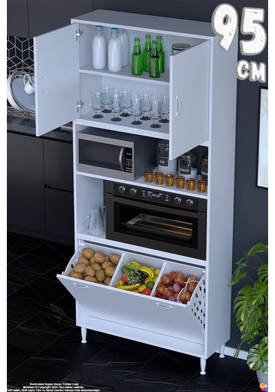 Asel 95 Cm Fırın Uyumlu 3 Göz Sepetli Çok Amaçlı Banyo Kirli Çamaşır Oyuncak Dolabı Beyaz 95x213x32 Asel 95 Cm Fırın Uyumlu 3 Göz Sepetli Çok Amaçlı Banyo Kirli Çamaşır Oyuncak Dolabı Beyaz 95x213x32