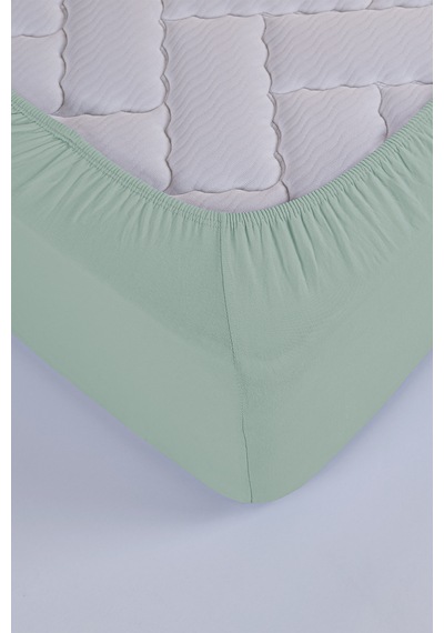 Penye-likralı Lastikli Çarşaf, 120 200 Tek Kişilik %100 Pamuk-elastan Örme Kumaş, 200 Gr/m² Yeşil