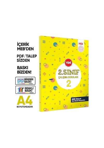 MEB İlkokul 2.Sınıf Çalışma Soruları 1 Tüm Dersler Kazanım Pekiştirme Kitabı BASKI ÜCRETİ