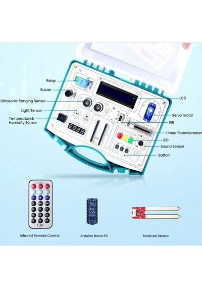 Elecrow Arduino Nano R4 Hepsi Bir Arada Başlangıç Seti 16 Modül, 20 Ders
