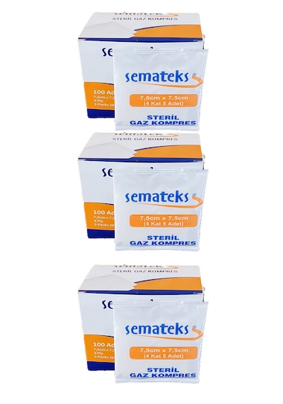 Semateks Steril Kompres Spanç 7,5cm X7,5cm 100 Adet 3 Kutu