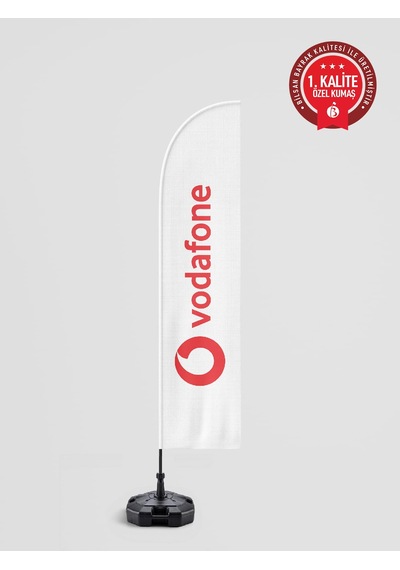 Vodafone Logolu Yelken Bayrak Set - Raşel Kumaş 1. Kalite 75 x 300 CM