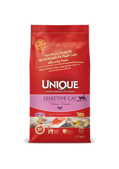 Unique Selective Yetişkin Kedi Maması Somonlu 1,5 Kg