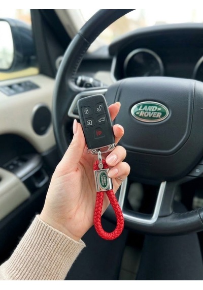 Kırmızı Deri Örgü Land Rover İle Uyumlu Anahtarlık Discovery Defender Range Rover Freelander