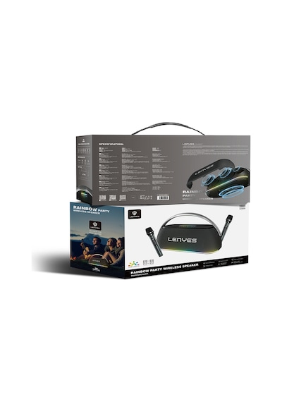 Lenyes S869 Rgb Işıklı Çift Mikrofonlu Taşınabilir Bluetooth Hoparlör V5.3 Siyah