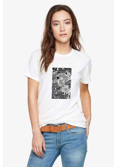 The Doors Lyric Lirik Baskılı Beyaz Kadın Tshirt