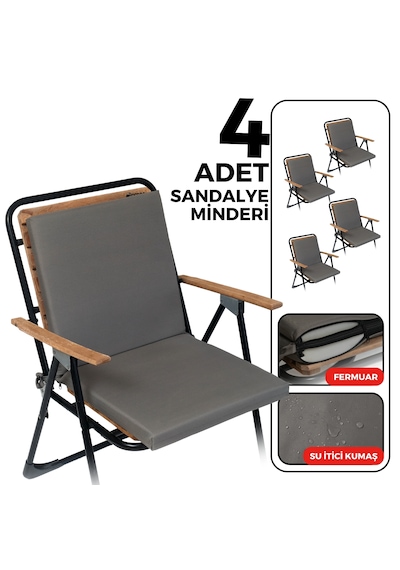 Xpermate 4'lü Arkalıklı Sandalye Minderi Fermuarlı 40x40 Antrasit