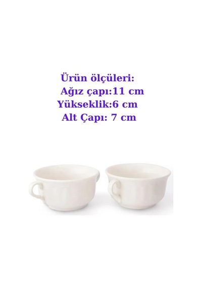 Çorba Kasesi Çift Kulplu Çorbalık Porselen Çorba Kabı 11 Cm 2 Adet Güral Porselen