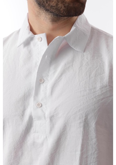 Madmext Beyaz Oversize Rahat Kesim Kısa Kollu Gömlek 6744 Beyaz